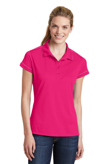 Sport-Tek LST659 Womens Sport-Wick Moisture Wicking Short Sleeve Polo Shirt Fuchsia Pink Front