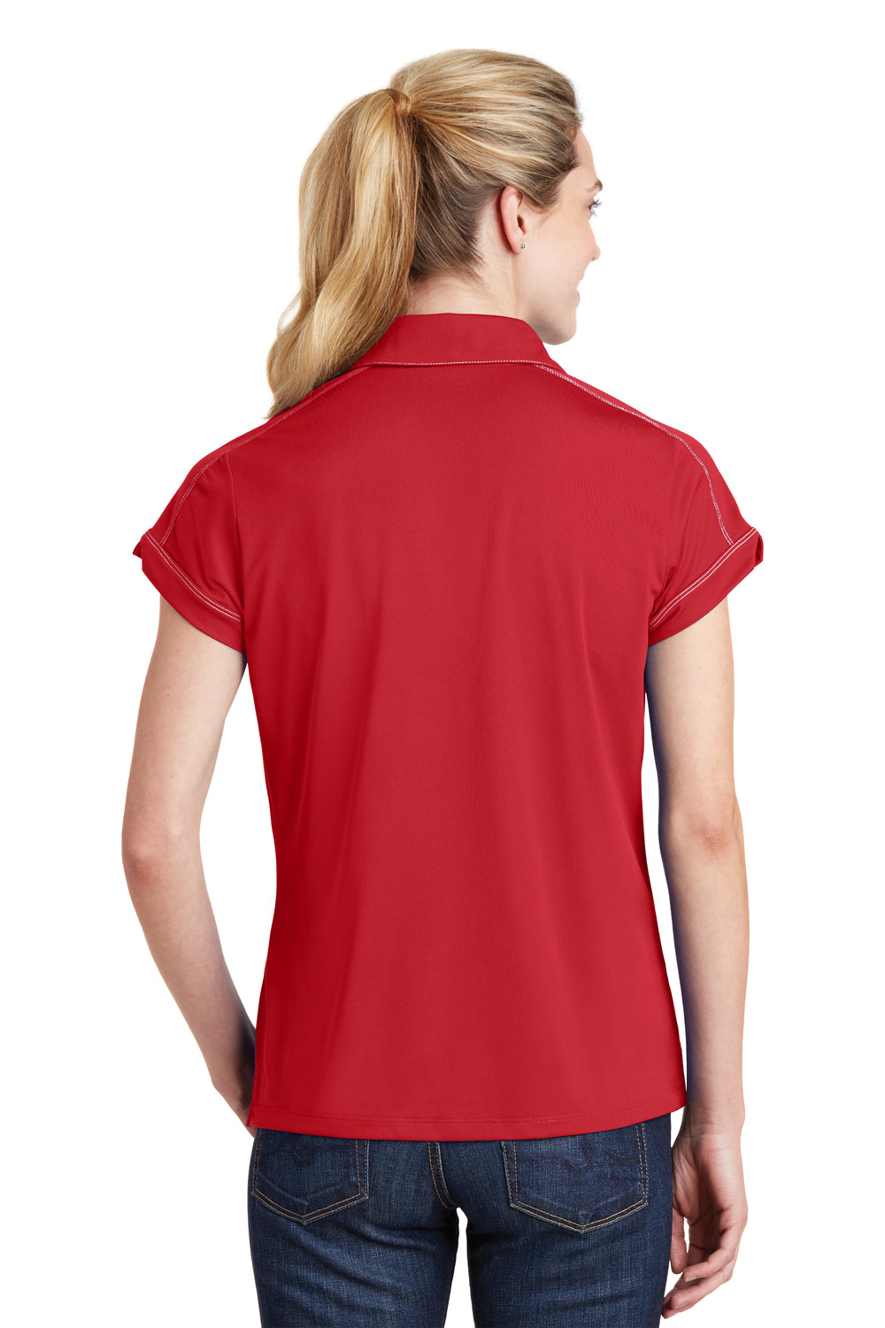 Sport-Tek LST659 Womens Sport-Wick Moisture Wicking Short Sleeve Polo Shirt Red Back
