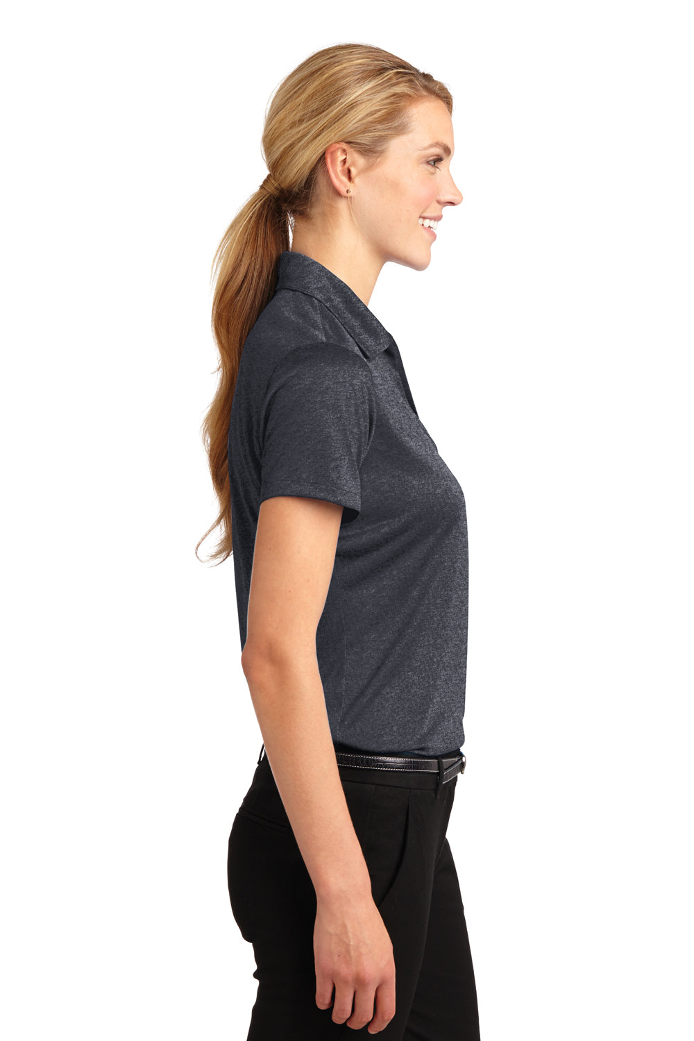 Sport-Tek LST660 Womens Heather Contender Moisture Wicking Short Sleeve Polo Shirt Graphite Grey Side