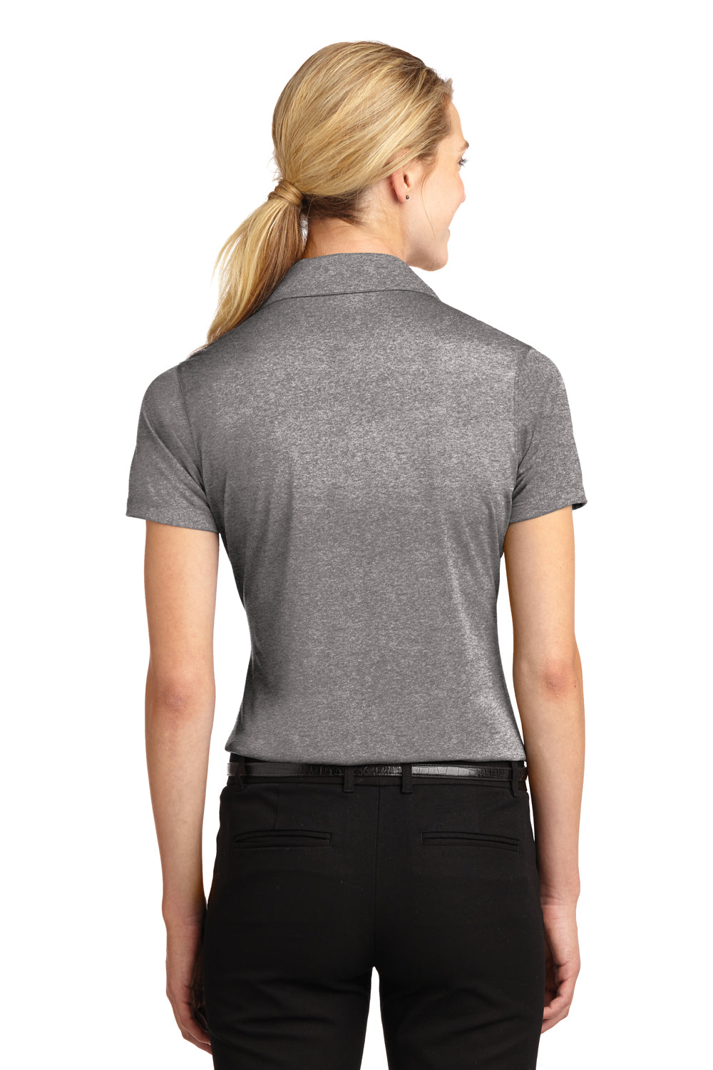 Sport-Tek LST660 Womens Heather Contender Moisture Wicking Short Sleeve Polo Shirt Vintage Grey Back