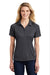 Sport-Tek LST665 Womens Heather Contender Moisture Wicking Short Sleeve Polo Shirt Graphite Grey/Black Front