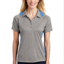 Sport-Tek Womens Heather Contender Moisture Wicking Short Sleeve Polo Shirt - Heather Vintage Grey/Carolina Blue - Closeout
