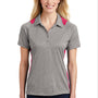 Sport-Tek Womens Heather Contender Moisture Wicking Short Sleeve Polo Shirt - Heather Vintage Grey/Raspberry Pink - Closeout