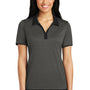 Sport-Tek Womens Heather Contender Moisture Wicking Short Sleeve Polo Shirt - Heather Graphite Grey/Black - Closeout