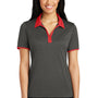 Sport-Tek Womens Heather Contender Moisture Wicking Short Sleeve Polo Shirt - Heather Graphite Grey/True Red - Closeout