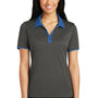 Sport-Tek Womens Heather Contender Moisture Wicking Short Sleeve Polo Shirt - Heather Graphite Grey/True Royal Blue - Closeout