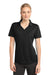Sport-Tek LST680 Womens Micro-Mesh Moisture Wicking Short Sleeve Polo Shirt Black Front