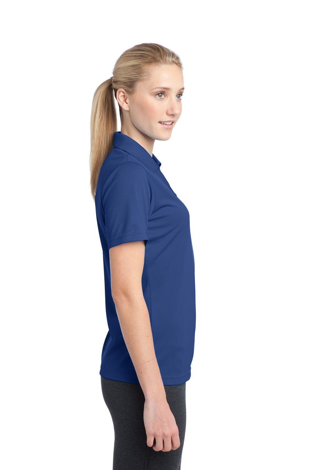 Sport-Tek LST680 Womens Micro-Mesh Moisture Wicking Short Sleeve Polo Shirt Royal Blue Side