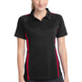 Sport-Tek Womens Micro-Mesh Moisture Wicking Short Sleeve Polo Shirt - Black/Red