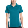 Sport-Tek Womens Micro-Mesh Moisture Wicking Short Sleeve Polo Shirt - Blue Wake/White - Closeout