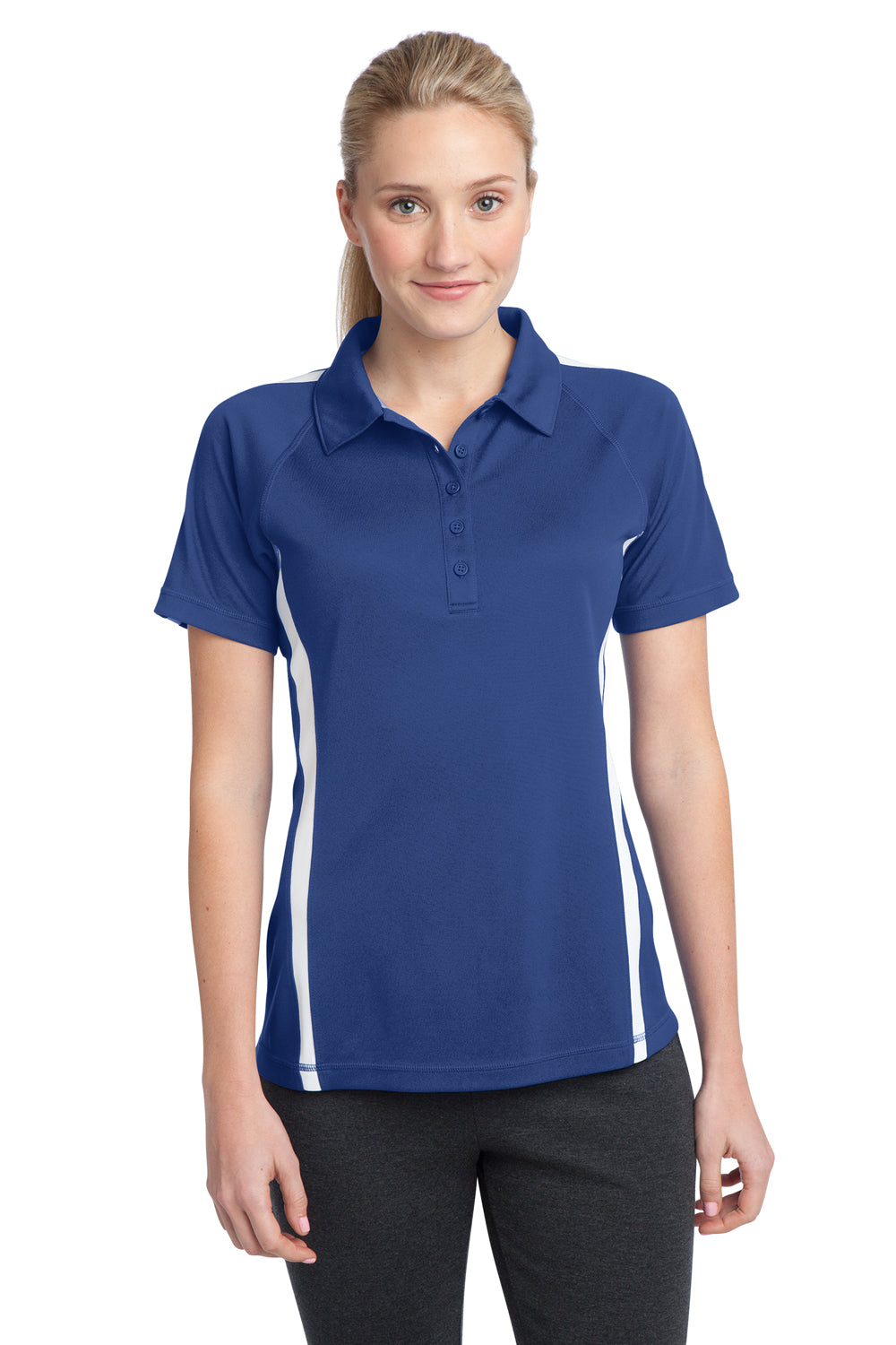 Sport-Tek LST685 Womens Micro-Mesh Moisture Wicking Short Sleeve Polo Shirt Royal Blue Front