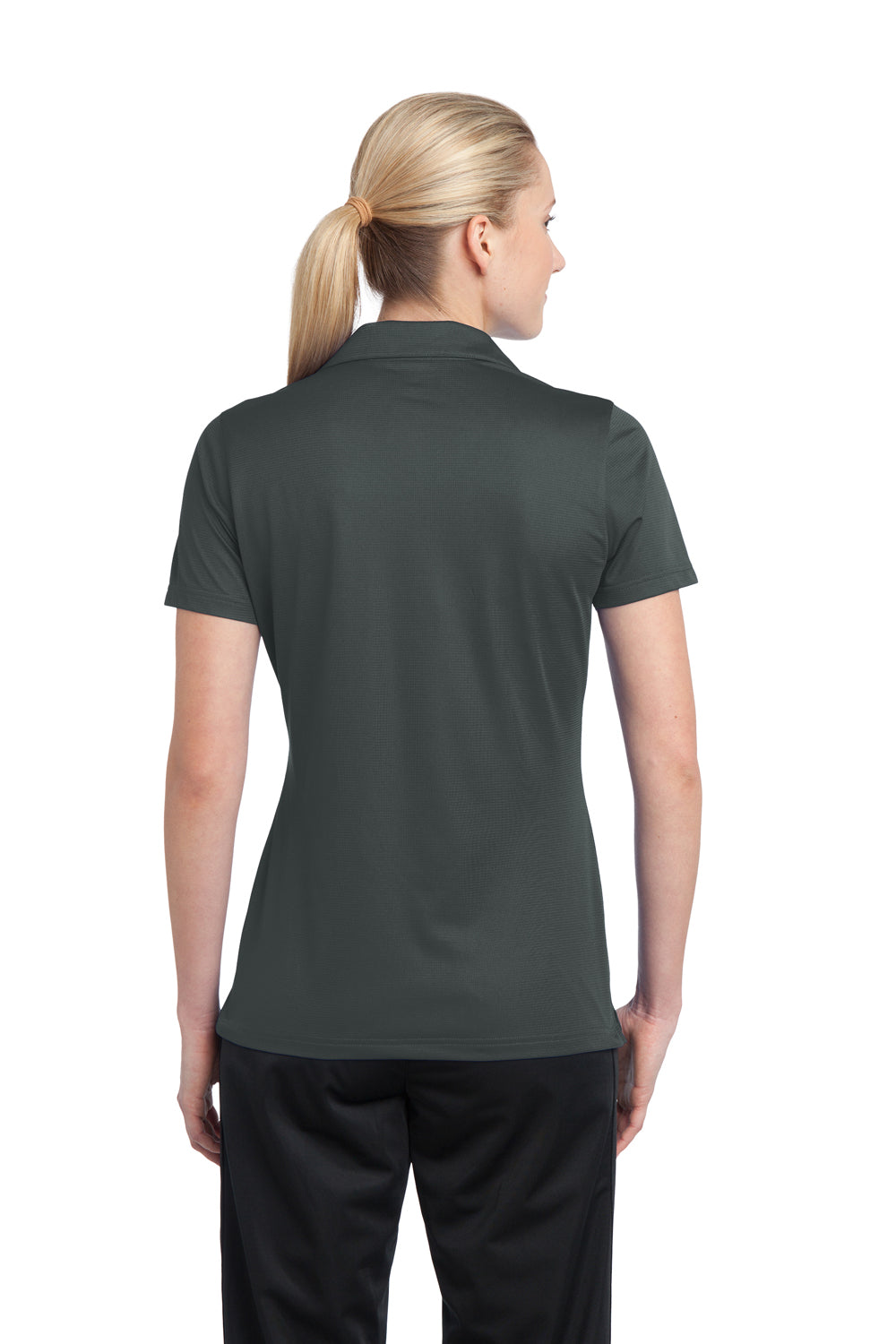 Sport-Tek LST690 Womens Active Mesh Moisture Wicking Short Sleeve Polo Shirt Iron Grey Back