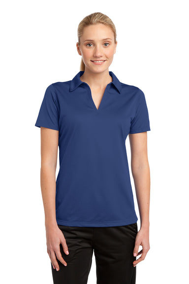 Sport-Tek LST690 Womens Active Mesh Moisture Wicking Short Sleeve Polo Shirt Royal Blue Front