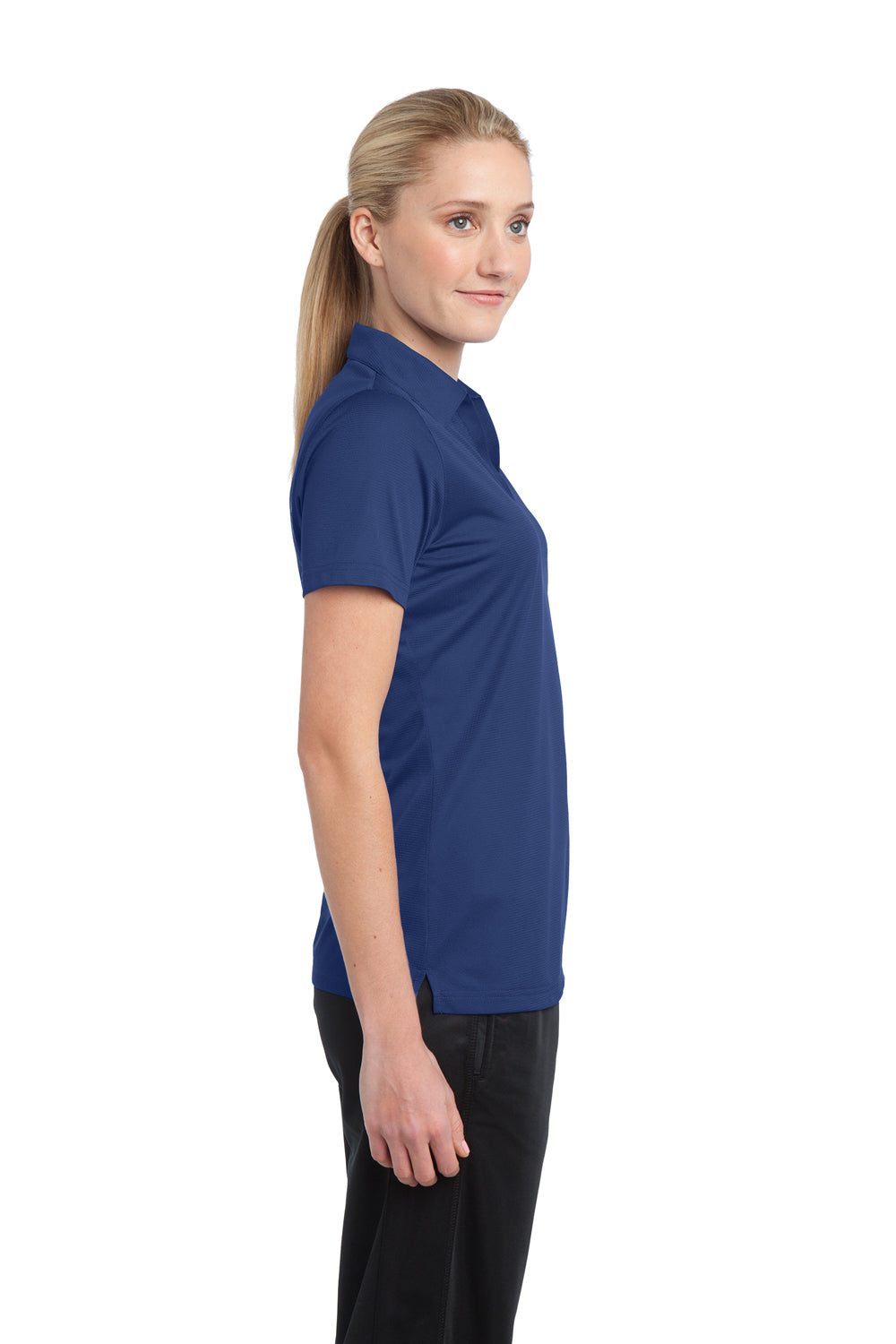 Sport-Tek LST690 Womens Active Mesh Moisture Wicking Short Sleeve Polo Shirt Royal Blue Side
