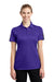 Sport-Tek LST695 Womens Active Mesh Moisture Wicking Short Sleeve Polo Shirt Purple/Grey Front