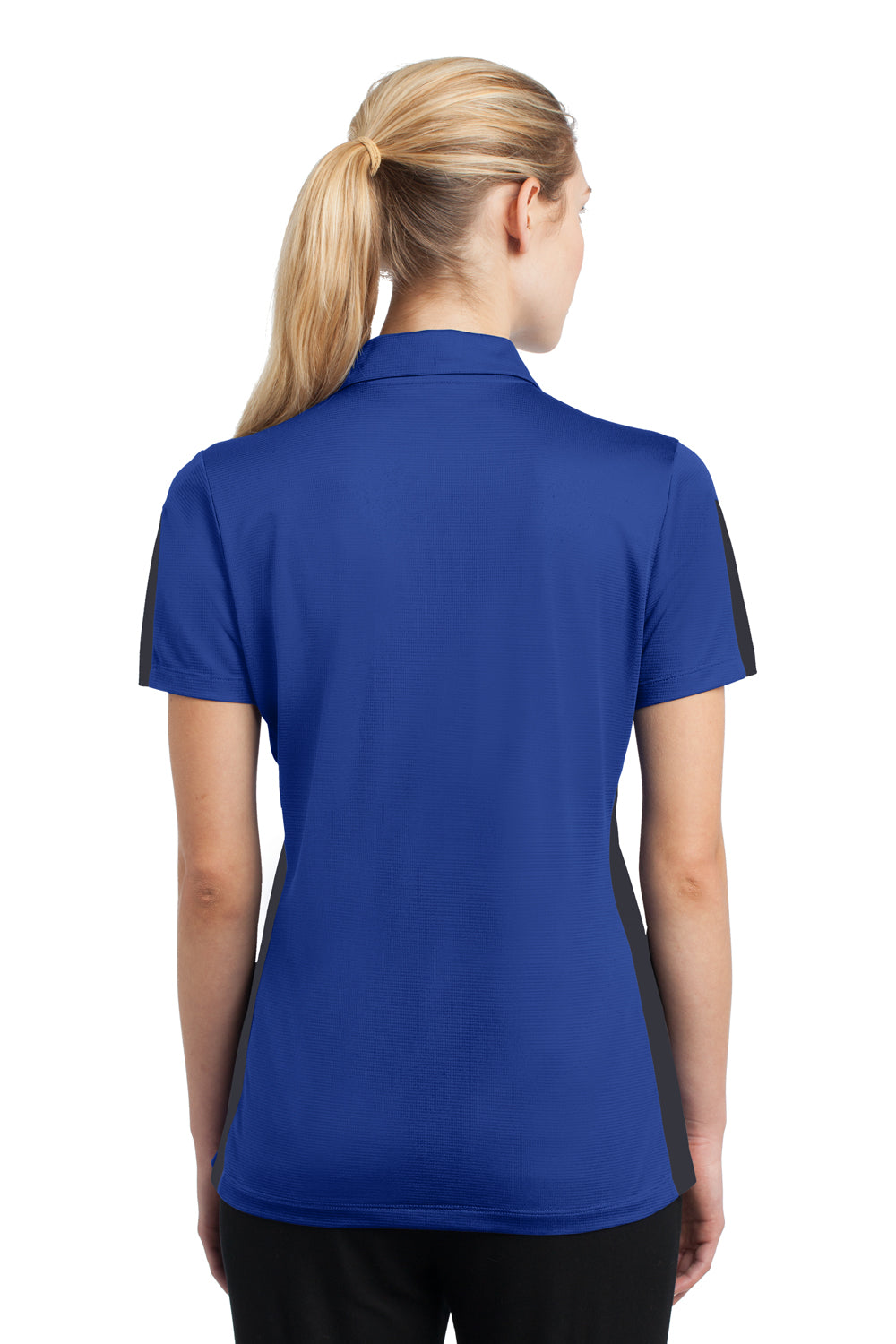 Sport-Tek LST695 Womens Active Mesh Moisture Wicking Short Sleeve Polo Shirt Royal Blue/Grey Back