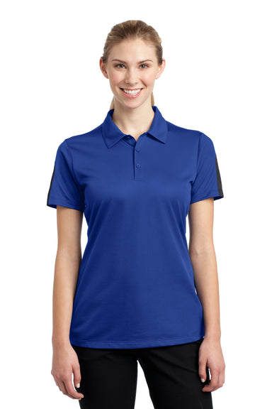 Sport-Tek LST695 Womens Active Mesh Moisture Wicking Short Sleeve Polo Shirt Royal Blue/Grey Front