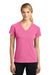 Sport-Tek LST700 Womens Ultimate Performance Moisture Wicking Short Sleeve V-Neck T-Shirt Pink Front