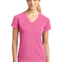 Sport-Tek Womens Ultimate Performance Moisture Wicking Short Sleeve V-Neck T-Shirt - Bright Pink