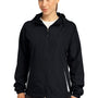 Sport-Tek Womens Water Resistant Full Zip Hooded Jacket - Black/White