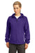 Sport-Tek LST76 Womens Water Resistant Full Zip Hooded Jacket Purple Front