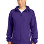 Sport-Tek Womens Water Resistant Full Zip Hooded Jacket - Purple/White