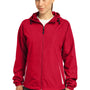Sport-Tek Womens Water Resistant Full Zip Hooded Jacket - True Red/White