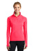 Sport-Tek LST850 Womens Sport-Wick Moisture Wicking 1/4 Zip Sweatshirt Hot Coral Pink Front