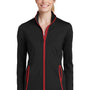 Sport-Tek Womens Sport-Wick Moisture Wicking Full Zip Jacket - Black/True Red