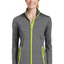 Sport-Tek Womens Sport-Wick Moisture Wicking Full Zip Jacket - Heather Charcoal Grey/Charge Green
