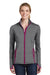 Sport-Tek LST853 Womens Sport-Wick Moisture Wicking Full Zip Jacket Heather Grey/Fuchsia Pink Front