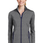 Sport-Tek Womens Sport-Wick Moisture Wicking Full Zip Jacket - Heather Charcoal Grey/True Navy Blue