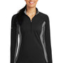 Sport-Tek Womens Sport-Wick Moisture Wicking 1/4 Zip Sweatshirt - Black/Heather Charcoal Grey