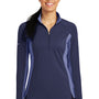 Sport-Tek Womens Sport-Wick Moisture Wicking 1/4 Zip Sweatshirt - True Navy Blue/Heather True Navy Blue