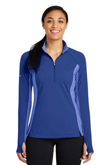Sport-Tek LST854 Womens Sport-Wick Moisture Wicking 1/4 Zip Sweatshirt Royal Blue/Heather Royal Blue Front
