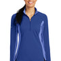 Sport-Tek Womens Sport-Wick Moisture Wicking 1/4 Zip Sweatshirt - True Royal Blue/Heather True Royal Blue - Closeout
