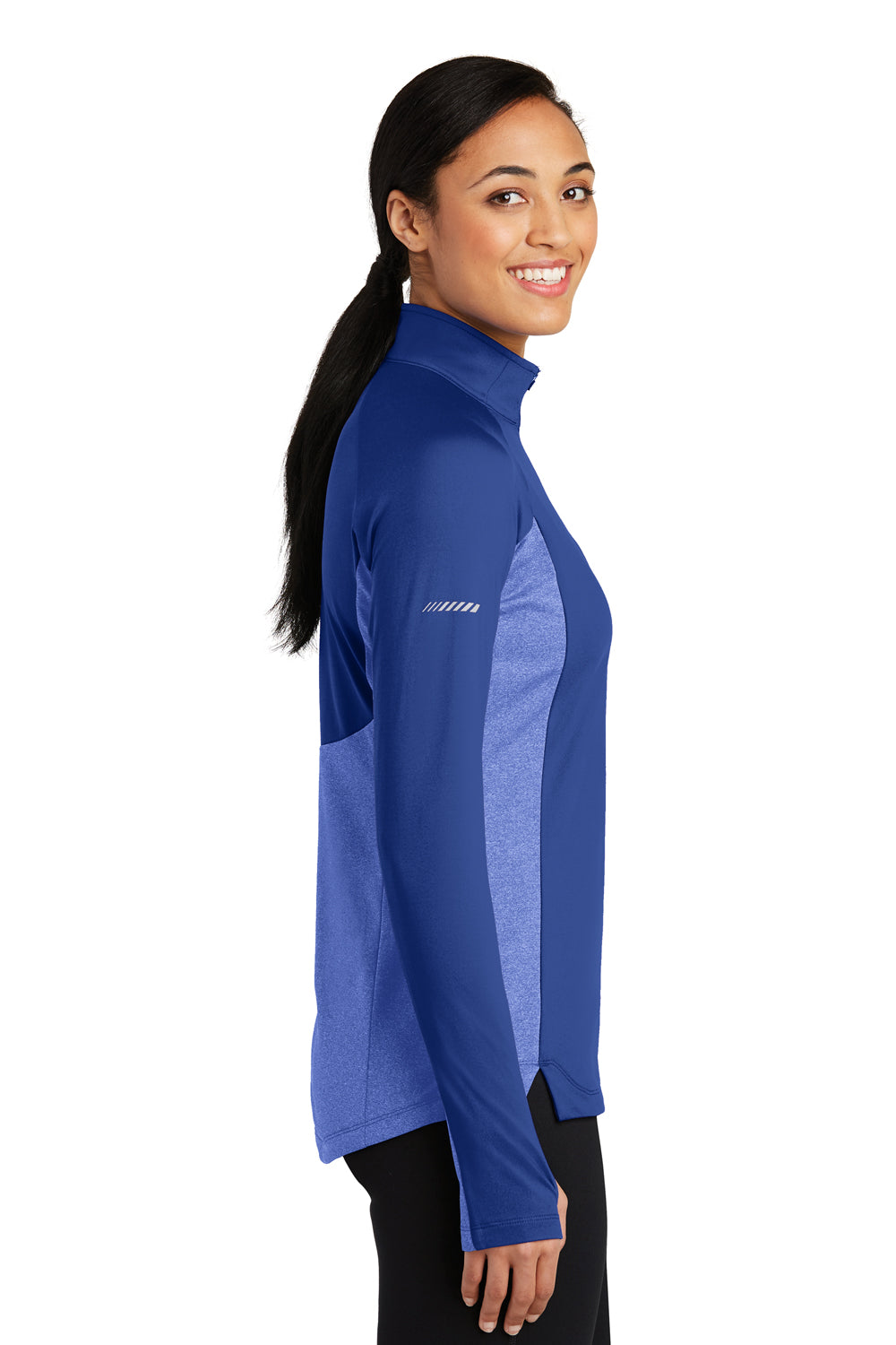 Sport-Tek LST854 Womens Sport-Wick Moisture Wicking 1/4 Zip Sweatshirt Royal Blue/Heather Royal Blue Side
