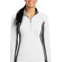 Sport-Tek Womens Sport-Wick Moisture Wicking 1/4 Zip Sweatshirt - White/Heather Charcoal Grey