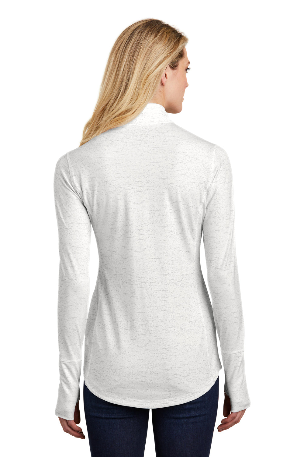 Sport-Tek LST855 Womens Sport-Wick Moisture Wicking 1/4 Zip Sweatshirt White Back