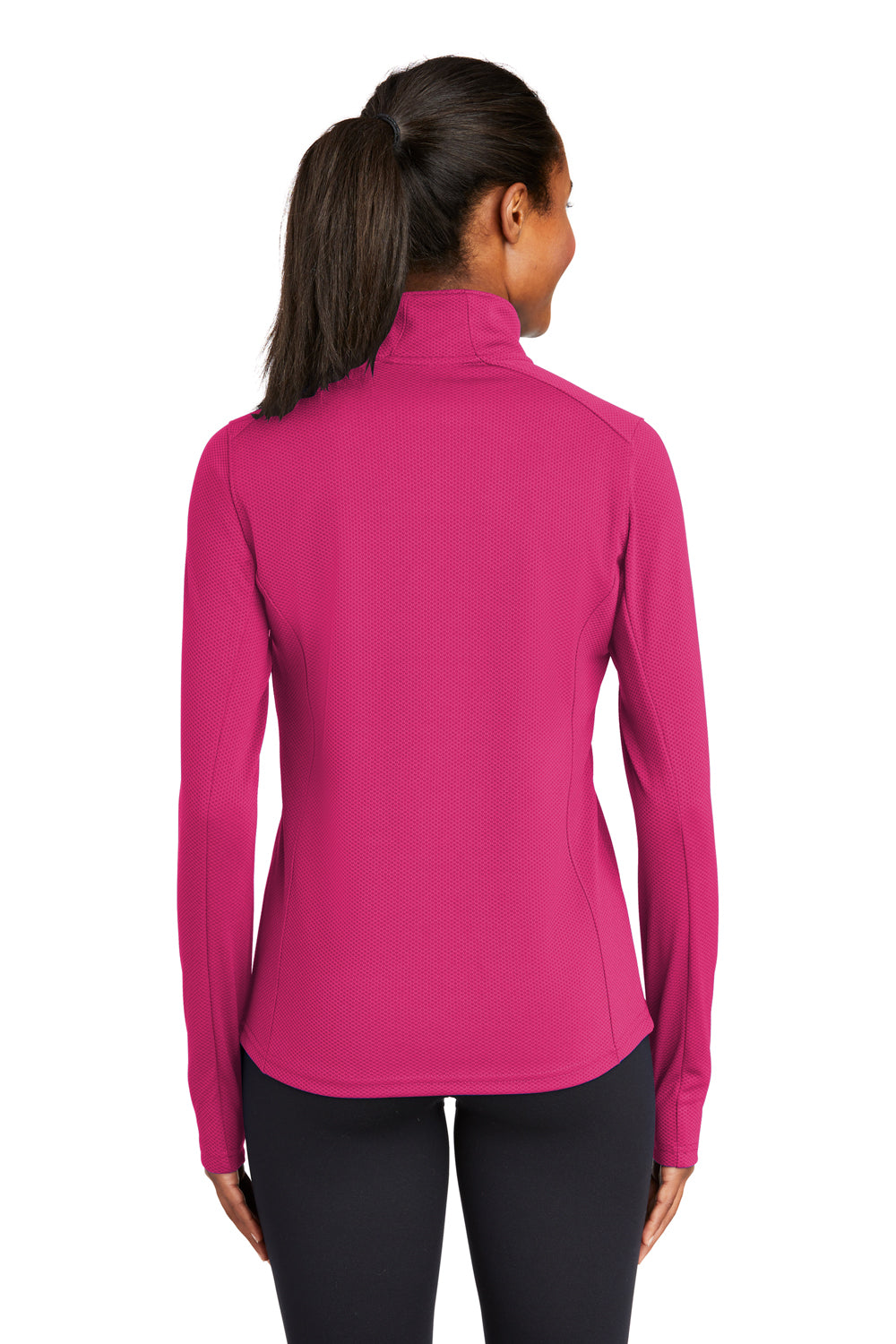 Sport-Tek LST860 Womens Sport-Wick Moisture Wicking 1/4 Zip Sweatshirt Fuchsia Pink Back