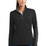 Sport-Tek Womens Sport-Wick Moisture Wicking 1/4 Zip Sweatshirt - Black/Iron Grey - Closeout