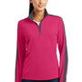Sport-Tek Womens Sport-Wick Moisture Wicking 1/4 Zip Sweatshirt - Raspberry Pink/Iron Grey - Closeout