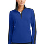Sport-Tek Womens Sport-Wick Moisture Wicking 1/4 Zip Sweatshirt - True Royal Blue/Black - Closeout
