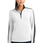 Sport-Tek Womens Sport-Wick Moisture Wicking 1/4 Zip Sweatshirt - White/Iron Grey - Closeout