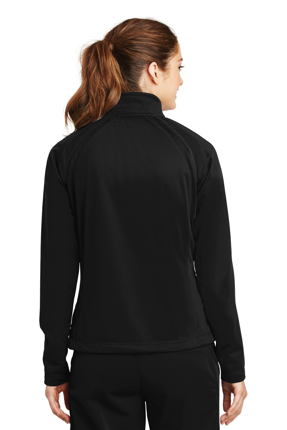 Sport-Tek LST90 Womens Full Zip Track Jacket Black Back