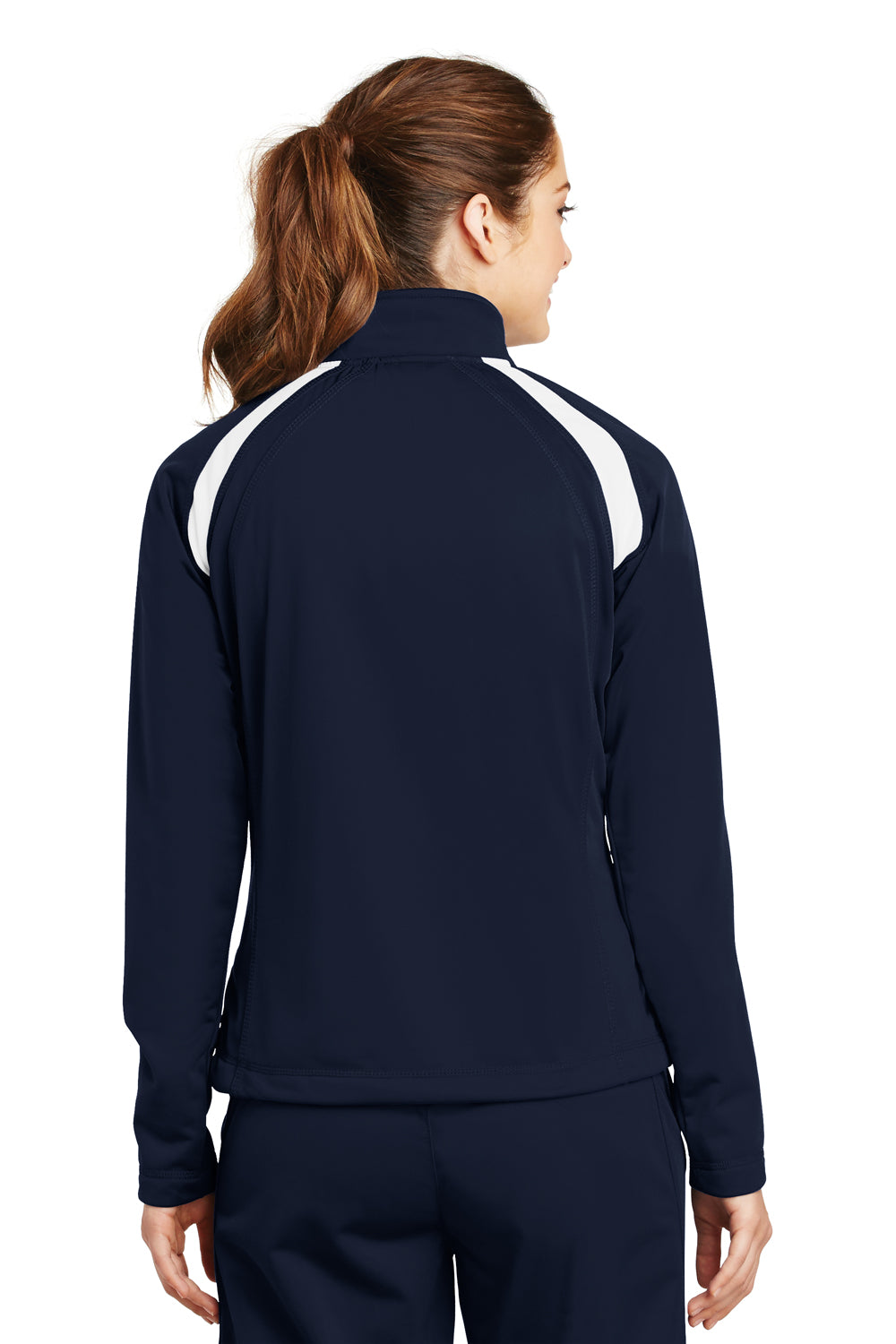 Sport-Tek LST90 Womens Full Zip Track Jacket Navy Blue Back