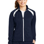 Sport-Tek Womens Full Zip Track Jacket - True Navy Blue/White