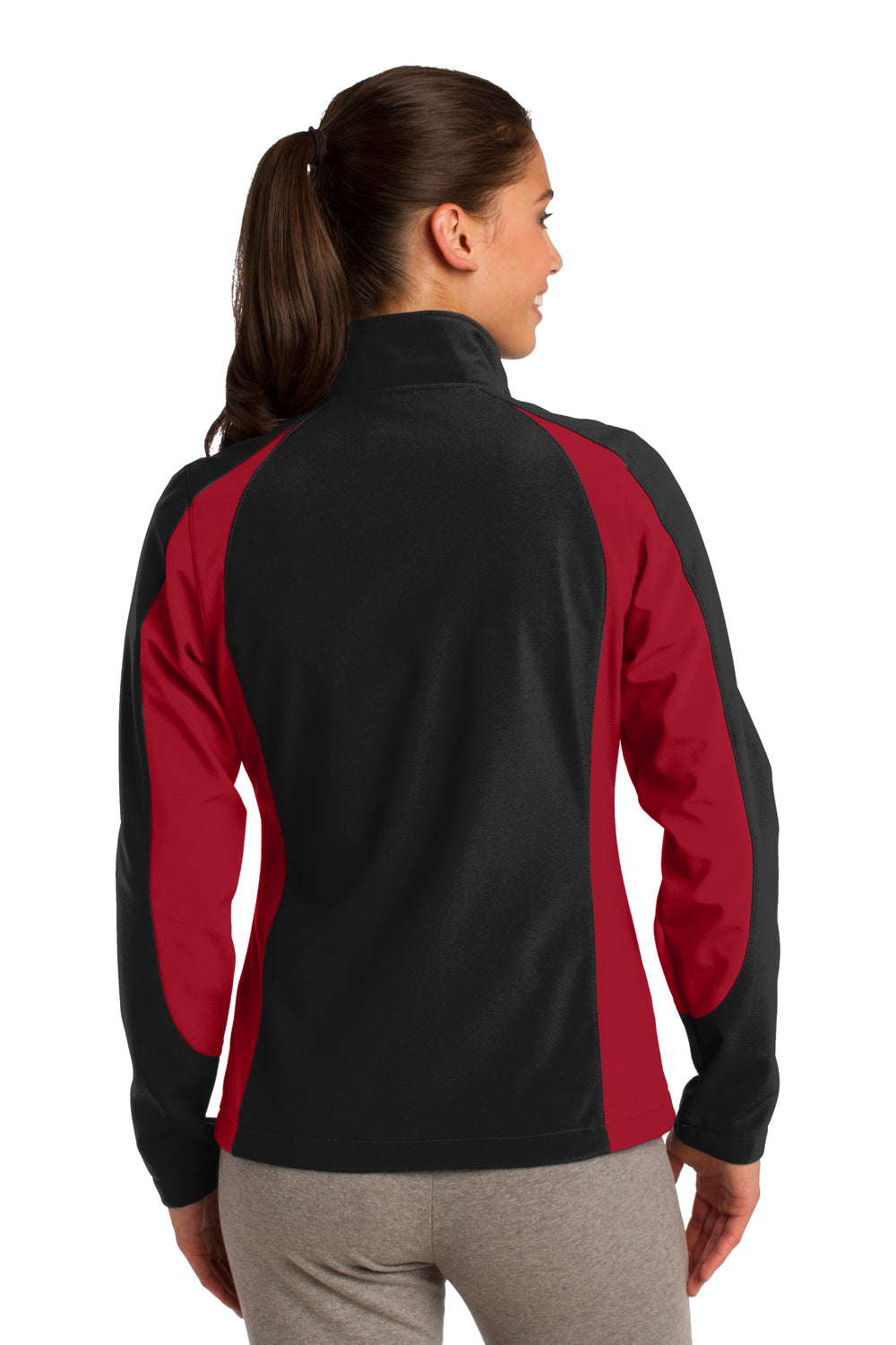 Sport-Tek LST970 Womens Water Resistant Full Zip Jacket Black/Red Back