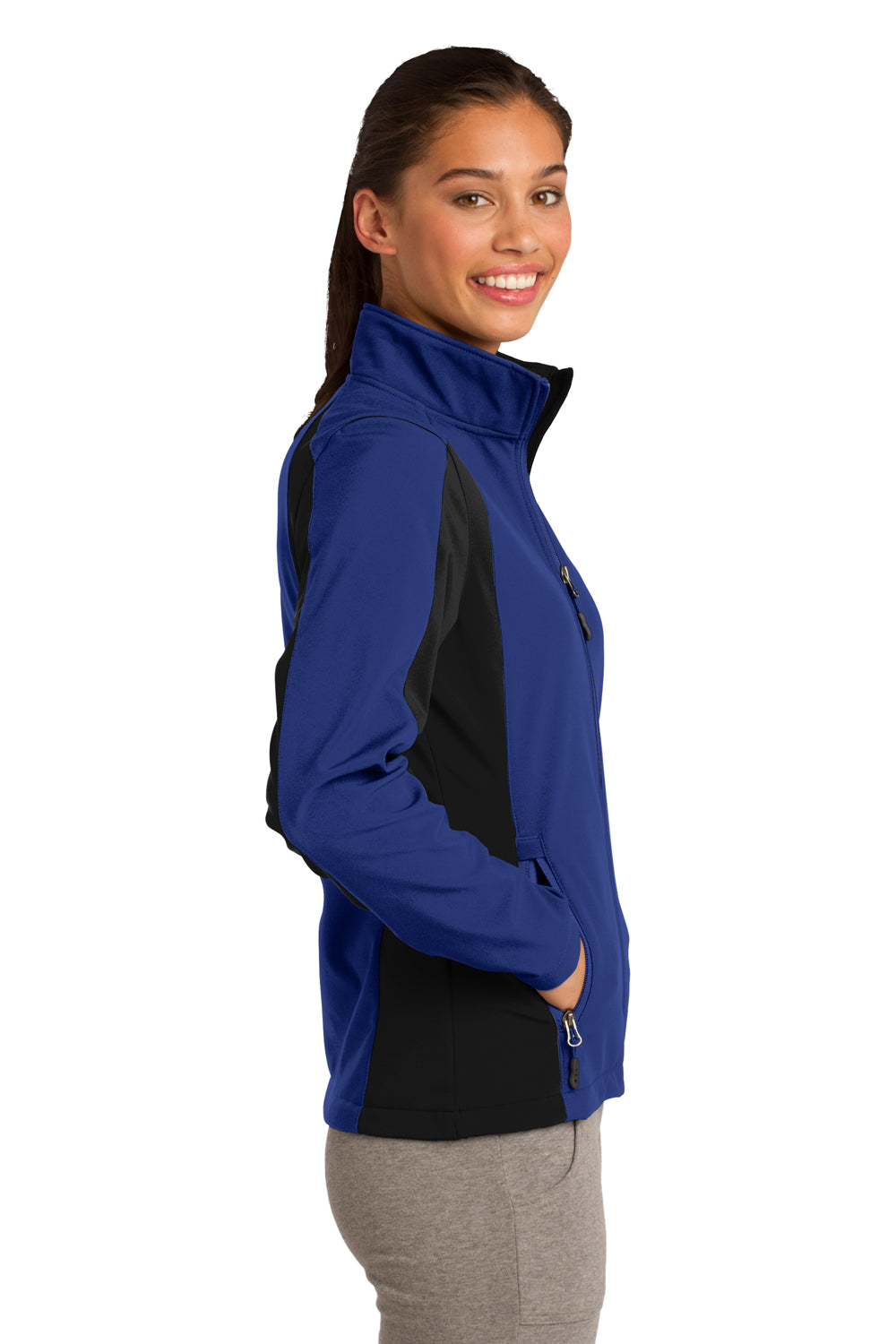 Sport-Tek LST970 Womens Water Resistant Full Zip Jacket Royal Blue/Black Side