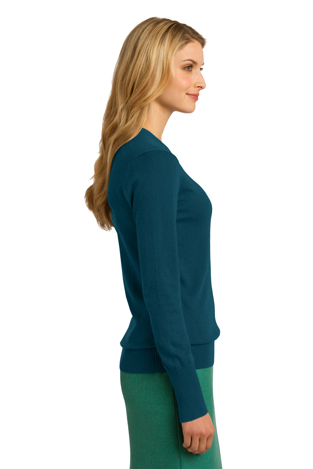 Port Authority LSW285 Womens Long Sleeve V-Neck Sweater Moroccan Blue Side
